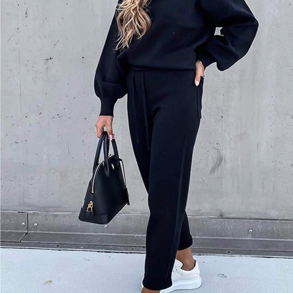 Fixmatti Women's 2 Piece Long Sleeve Pullover Sweatshirt Jogger Pants Sweatsuit - Picture 3 of 4